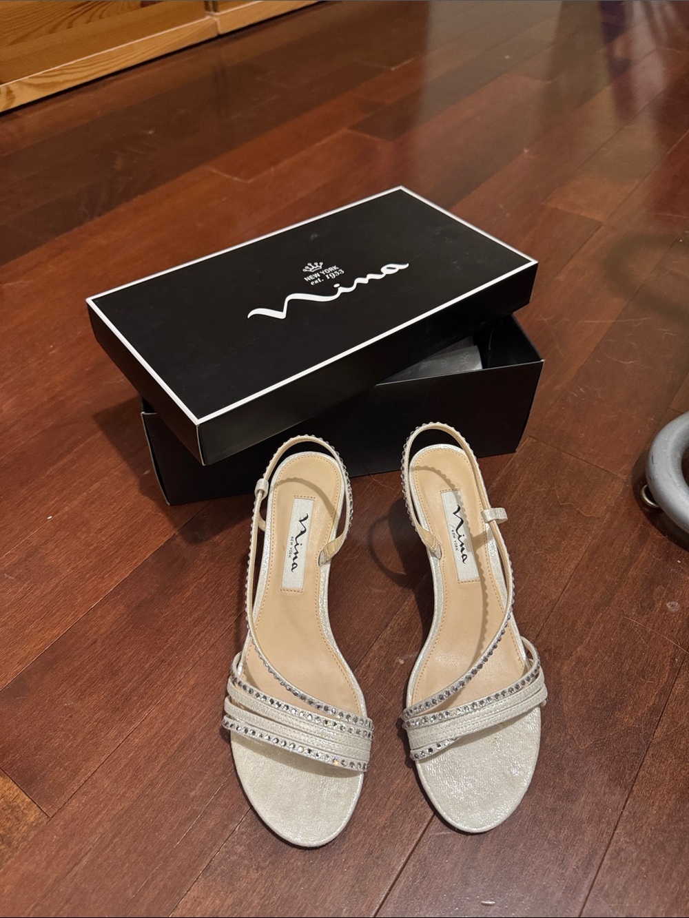 Women's Silver Embellished Slingback Sandals